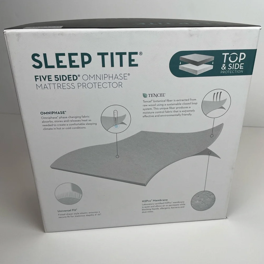 MALOUF Sleep Tite Omniphase Mattress Protector Waterproof Tencel KING SIZE New